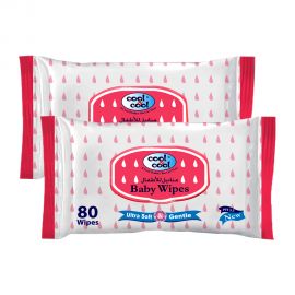 Cool & Cool Baby Wipes Regular 2x80's