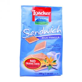 Loacker Milk and Vanilla Cream Crispy Wafers Sandwich 200gm