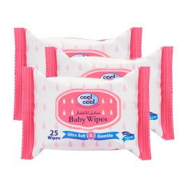 Cool N Cool Baby Wipes 3x25's