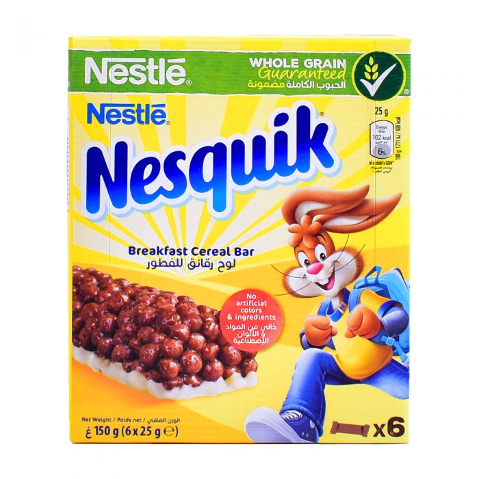 Nestle Nesquik Chocolate Breakfast Cereal Bar 6x25g